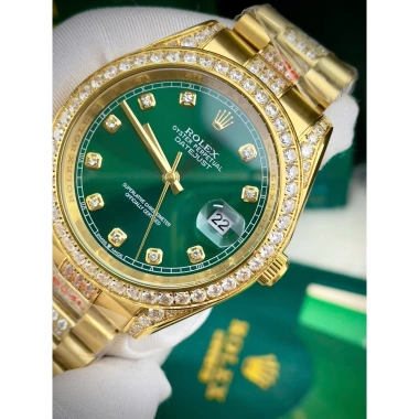 Đồng Hồ Rolex Full Đá CZ Mặt Xanh Lá Vỏ Vàng Máy Cơ Nhật 38/41mm - Giá 2.66 Triệu 6