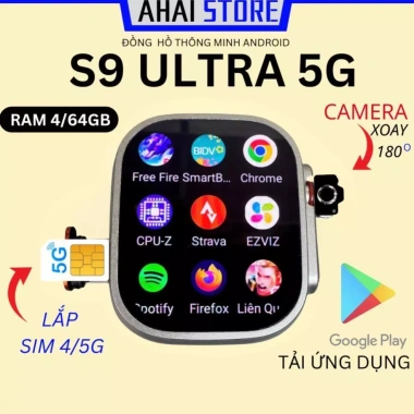 Đồng hồ S9 ULTRA 5G RAM 4/64GB - Sim độc lập, camera xoay 180° chơi game, 850.000₫