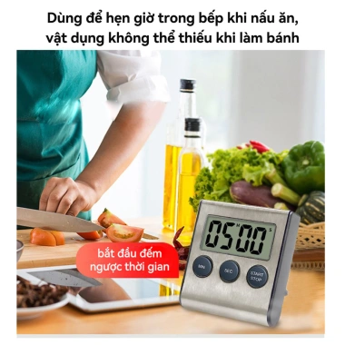 Đồng Hồ Số Chome N06 Đếm Ngược Báo Thức Thép Không Gỉ LCD 3 Nút - 44.000₫ 3