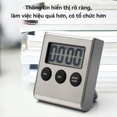Đồng Hồ Số Chome N06 Đếm Ngược Báo Thức Thép Không Gỉ LCD 3 Nút - 44.000₫ 6