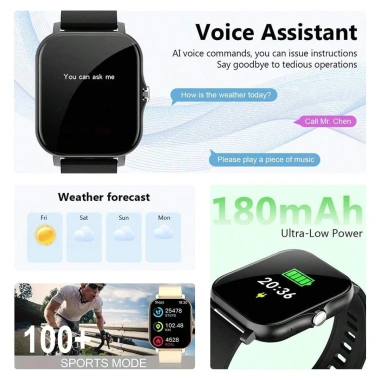 Đồng hồ thể thao 2.025 nam nữ Bluetooth, theo dõi thể dục, màn hình hiển thị, tương thích Android iOS - chỉ 206.800₫ 3
