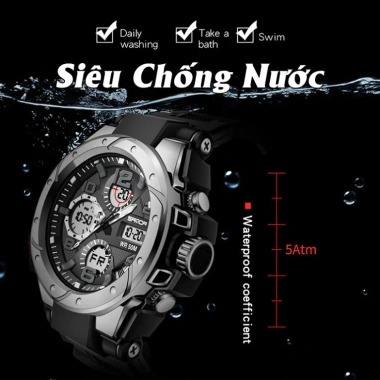 Đồng Hồ Thể Thao Nam SANDA 6.008 - Bơi Lội, Báo Thức, Đèn Phát Sáng, Chạy 2 Máy, 1.260.000₫