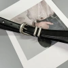Đồng hồ thời trang chất lượng cao, khóa bạc, dây da thật chính hãng Unisex màu đen 7