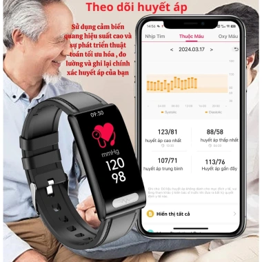 Đồng hồ thông minh đo nhịp tim, đường huyết, oxy máu, chống nước - 1.19tr 3
