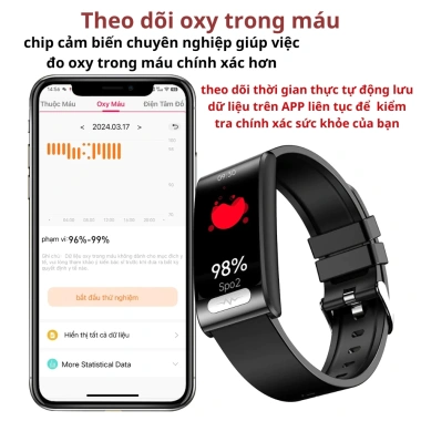 Đồng hồ thông minh đo nhịp tim, đường huyết, oxy máu, chống nước - 1.19tr 4
