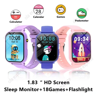 Đồng hồ thông minh trẻ em 1.83 - Màn hình, camera, theo dõi giấc ngủ, báo thức, đèn pin - Quà tặng bé trai bé gái