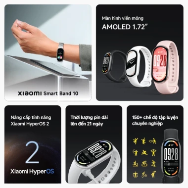 Đồng hồ thông minh Xiaomi Smart Band 10 - Màn hình AMOLED 1.72, Bluetooth 5.4, Kháng nước 5ATM, Giá chỉ 1.109.000 VND 2