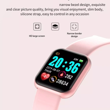 Đồng hồ thông minh Y68 Bluetooth cho nam nữ Theo dõi nhịp tim, huyết áp, vòng đeo tay, hỗ trợ iOS & Android