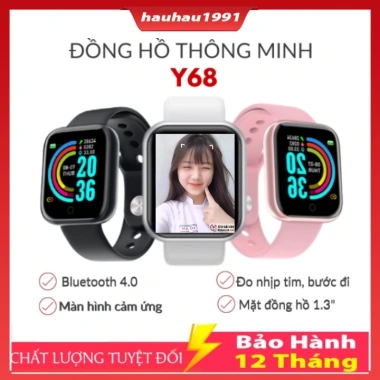 Đồng Hồ Thông Minh Y68 – Kết Nối Điện Thoại, Thay Hình Nền, Nhận Cuộc Gọi & Tin Nhắn, Dành cho Nam Nữ, Giá 65.000₫