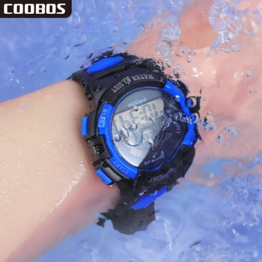 Đồng hồ trẻ em điện tử COOBOS đa năng chống nước, đèn bảy màu, giá chỉ 55.000₫ giảm mạnh