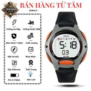 Đồng Hồ Trẻ Em DIRAY 8.207L Điện Tử Thể Thao LED, Chống Nước 30M, Bé Trai & Bé Gái - Chính Hãng 199k