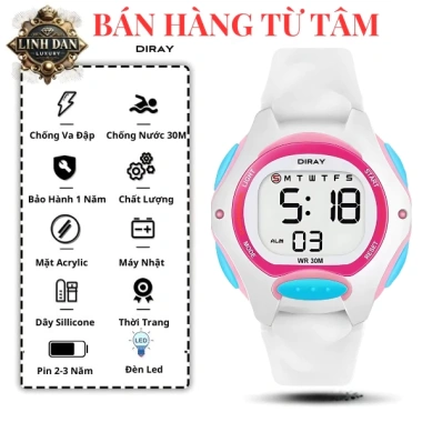 Đồng Hồ Trẻ Em DIRAY 8.207L Điện Tử Thể Thao LED, Chống Nước 30M, Bé Trai & Bé Gái - Chính Hãng 199k