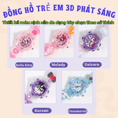 Đồng hồ trẻ em LED 3D đa mẫu hoạt hình - Quà tặng siêu cute, chỉ 26.800₫