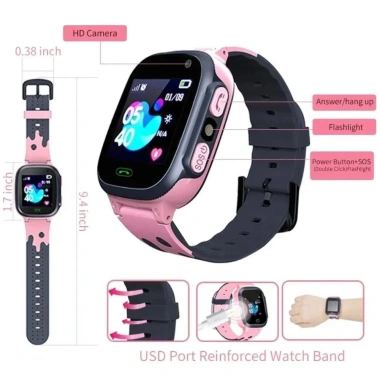 Đồng hồ trẻ em YUNANUN GPS SOS, theo dõi vị trí thẻ SIM, chống nước an toàn 4