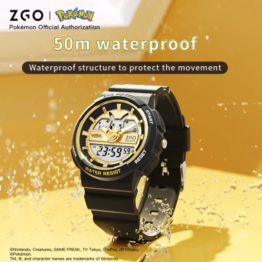 Đồng hồ trẻ em ZGO Pokemon Pikachu chống nước 50M, bấm giờ, báo thức, lịch - giá ưu đãi 800.590 VND
