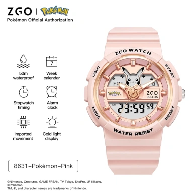 Đồng hồ trẻ em ZGO Pokemon Pikachu chống nước 50M, bấm giờ, báo thức, lịch - giá ưu đãi 800.590 VND 10 Đồng hồ trẻ em ZGO Pokemon Pikachu chống nước 50M, bấm giờ, báo thức, lịch - giá ưu đãi 800.590 VND 10
