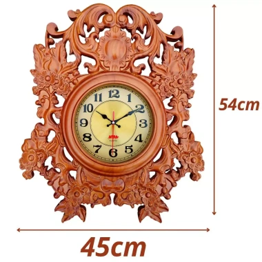 Đồng hồ treo tường gỗ thông nhập khẩu - Mặt kính bảo vệ, giảm giá 499.000đ 2