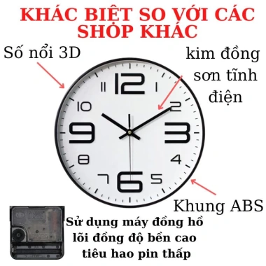 Đồng hồ treo tường kim trôi Quartz mạ vàng - Cao cấp, không tiếng động, giá rẻ 61.900₫ 2