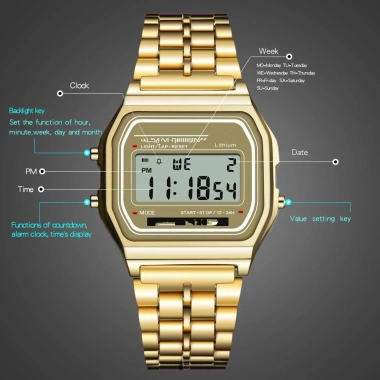 Đồng hồ Unisex Vintage WR Bạc nền trắng, số đen, màn hình LED, phong cách cổ điển - 53.900₫