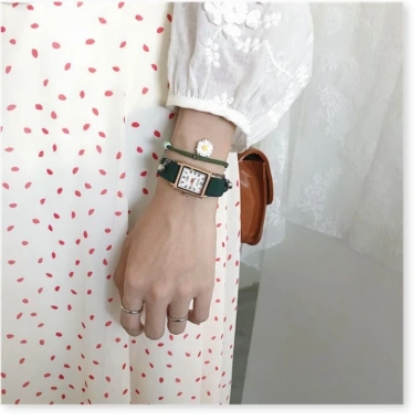 Đồng thỏi trang nữ Bars Bs02 dây da nhung cực đẹp, mặt chữ nhật, chống trầy xước - Giá 549k 6
