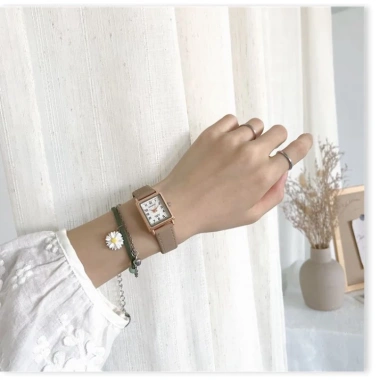 Đồng thỏi trang nữ Bars Bs02 dây da nhung cực đẹp, mặt chữ nhật, chống trầy xước - Giá 549k 8