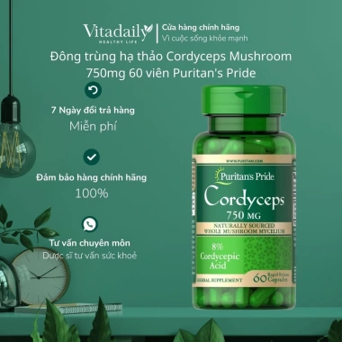 Đông trùng hạ thảo Cordyceps 750mg 60 viên Puritan Pride giảm giá 350.000₫, tăng sức đề kháng