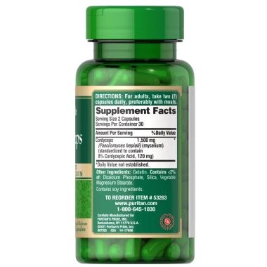 Đông trùng hạ thảo Cordyceps 750mg 60 viên Puritan Pride giảm giá 350.000₫, tăng sức đề kháng