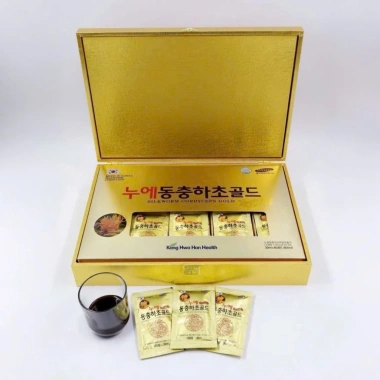Đông Trùng Hạ Thảo Gold King Kang Hwa Hộp Gỗ Vàng 60 Gói Giá chỉ 1.250.000 VND