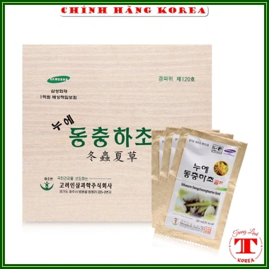 Đông trùng hạ thảo hộp gỗ 60 gói Bio - Nước Hàn Quốc chính hãng, còn 945k
