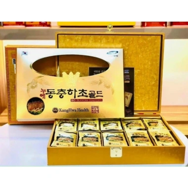 Đông Trùng Hạ Thảo KANGHWA Hộp Gỗ Vàng 60 Gói Cao Cấp Hàn Quốc Giá ưu đãi 1.039.000 VND