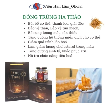 Đông Trùng Hạ Thảo Khô 15g Mẫu Đỏ Viện Hàn Lâm - Tăng Cường Hệ Miễn Dịch, Giá 345.000 VND