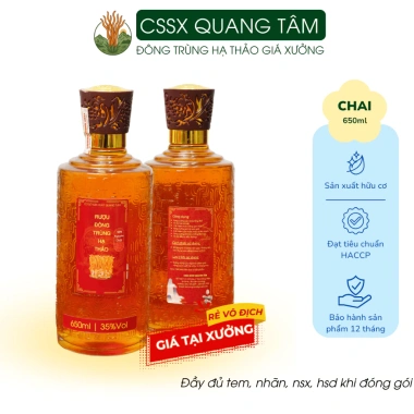 Đông trùng hạ thảo tươi ngâm 35 độ Nguyên chất 650ml Tiệm Ông Tâm không đau đầu