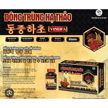 Đông Trùng Hạ Thảo Vinofa 2 lọ 30v - Giá giảm 435k, sức đề kháng, dưỡng sinh