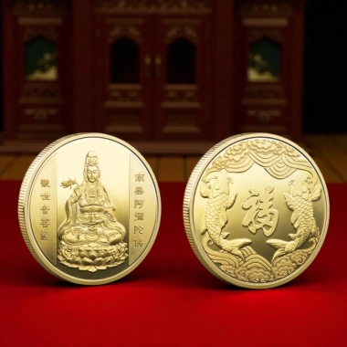 Đồng Xu Long Phụng Sum Vầy May Mắn 2.026 - Quà Phong Thủy, Túi Gấm Đỏ 34.980 VNĐ