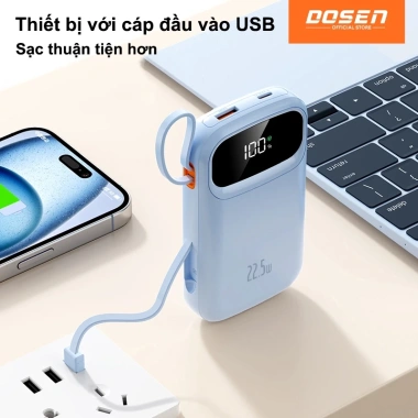 Dosen PD22.5W 10.000/25.000mAh – Sạc dự phòng đa năng, dây đôi, LED hiển thị tích hợp, giá chỉ 389.800₫