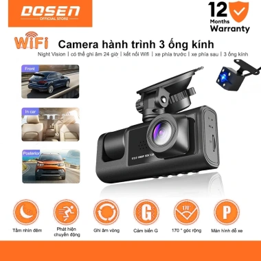Dosen Pro Camera hành trình Wifi 3 mắt Full HD 1.080p tốc độ cao, hồng ngoại siêu nét - Giá chỉ 880k