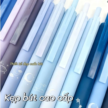 DOTDING Hộp 4 Bút Bi Bấm 0.5mm MOKA Đệm Tay Siêu To Mực Gel Đen Set Cây Viết Xanh 18.000 VND