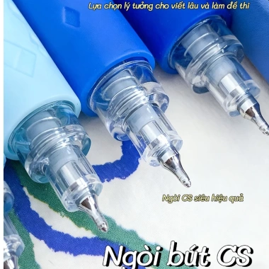 DOTDING Hộp 4 Bút Bi Bấm 0.5mm MOKA Đệm Tay Siêu To Mực Gel Đen Set Cây Viết Xanh 18.000 VND