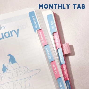 DOTDING Planner A5 2.026 - Sổ tay 412 trang 80GSM, bìa da mềm, lịch tiếng Anh dày hơn, 39.000₫ 3