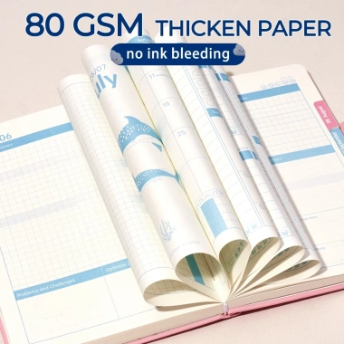 DOTDING Planner A5 2.026 - Sổ tay 412 trang 80GSM, bìa da mềm, lịch tiếng Anh dày hơn, 39.000₫ 4