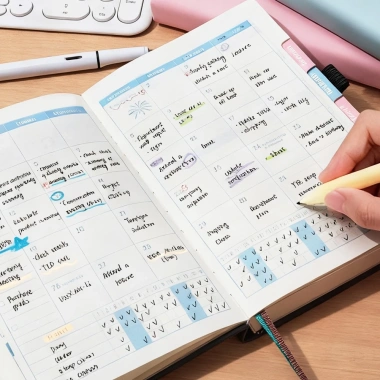 DOTDING Planner A5 2.026 - Sổ tay 412 trang 80GSM, bìa da mềm, lịch tiếng Anh dày hơn, 39.000₫ 8