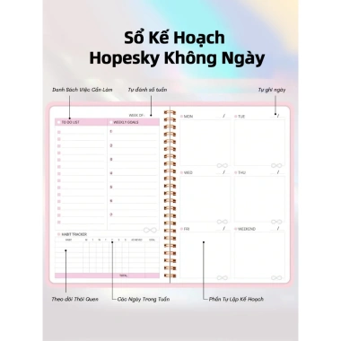 DOTDING Sổ kế hoạch tuần 52 tuần 100GSM - Bìa chống nước, xoắn ốc đứng, học sinh, nhật ký 36,106₫ 8