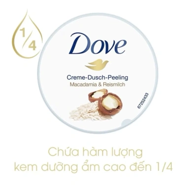Dove Creme-Dusch Peeling Macadamia & Sữa Gạo 225ml - Tẩy Tế Bào Chết, Giá 246.000 VND