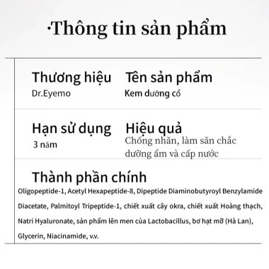 Dr Eyemo Kem dưỡng ẩm cổ 80g - Làm mờ nếp nhăn, da mịn màng, đầu bi lăn, SALE GIỜ VÀNG 345k