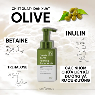 DrCeutics Sữa Rửa Mặt Tạo Bọt Olive Gentle 420g - Dưỡng ẩm, Da Nhạy Cảm, Giá 280k giảm từ 355.6k