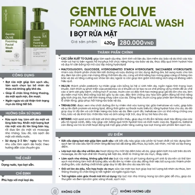 DrCeutics Sữa Rửa Mặt Tạo Bọt Olive Gentle - Dịu Nhẹ, Da Nhạy Cảm 420g - 283.000 VNĐ