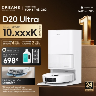 Dreame D20 Ultra Robot hút bụi thông minh 13.000Pa, trạm sạc đa năng 100 ngày, BH 24 tháng, 12,490,000₫