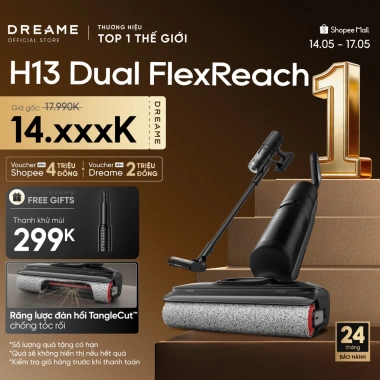 Dreame H13 Dual FlexReach - Máy hút bụi lau sàn không dây 6 trong 1, Lực hút 23.000Pa, BH 24 tháng, Giá 14.990.000