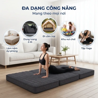 Dreamhug Nệm Gấp Gọn 3 Lớp Cao Su Non 6‑10cm Siêu Mỏng Giá Ưu Đãi Sinh Viên 4