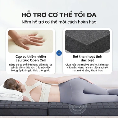 Dreamhug Nệm Gấp Gọn 3 Lớp Cao Su Non 6‑10cm Siêu Mỏng Giá Ưu Đãi Sinh Viên 6
